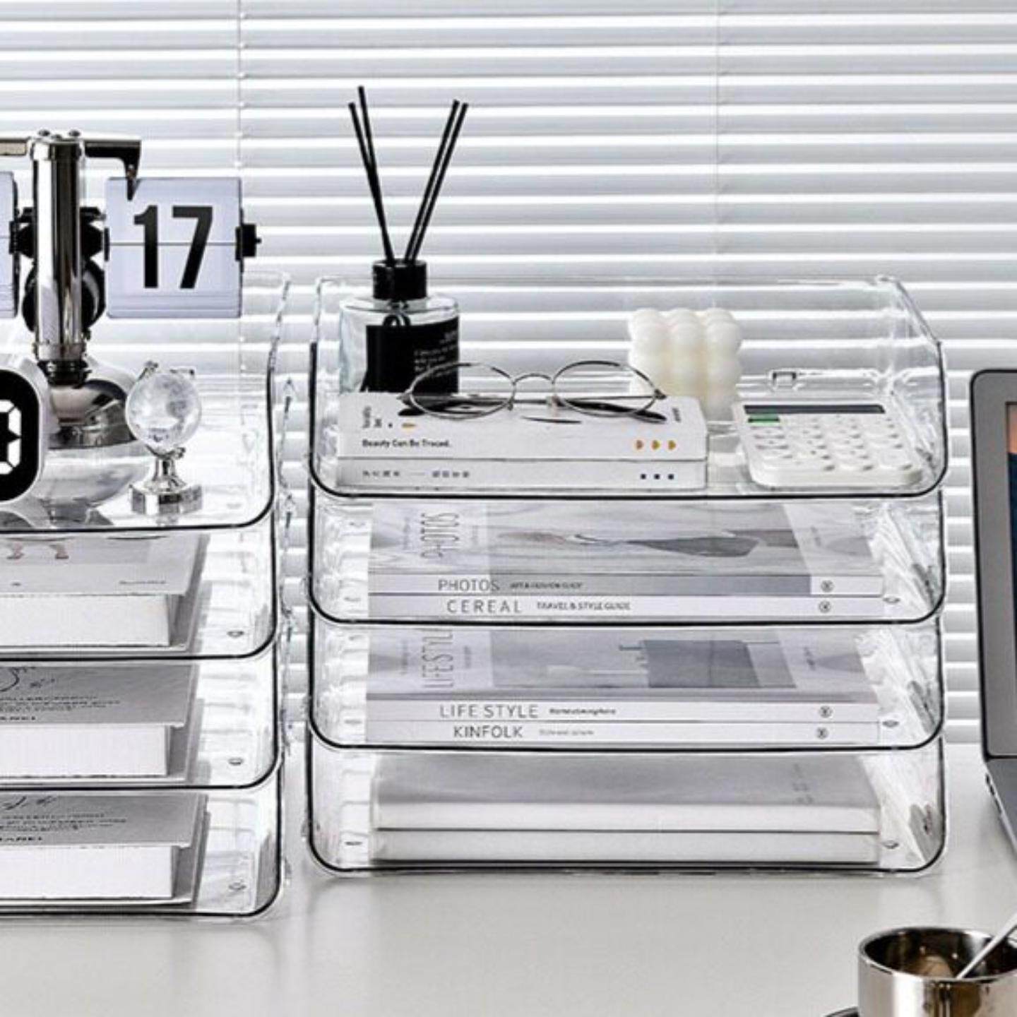 书桌文件整理盒办公室抽屉资料置物架书本柜透明桌面收纳盒桌面文件柜