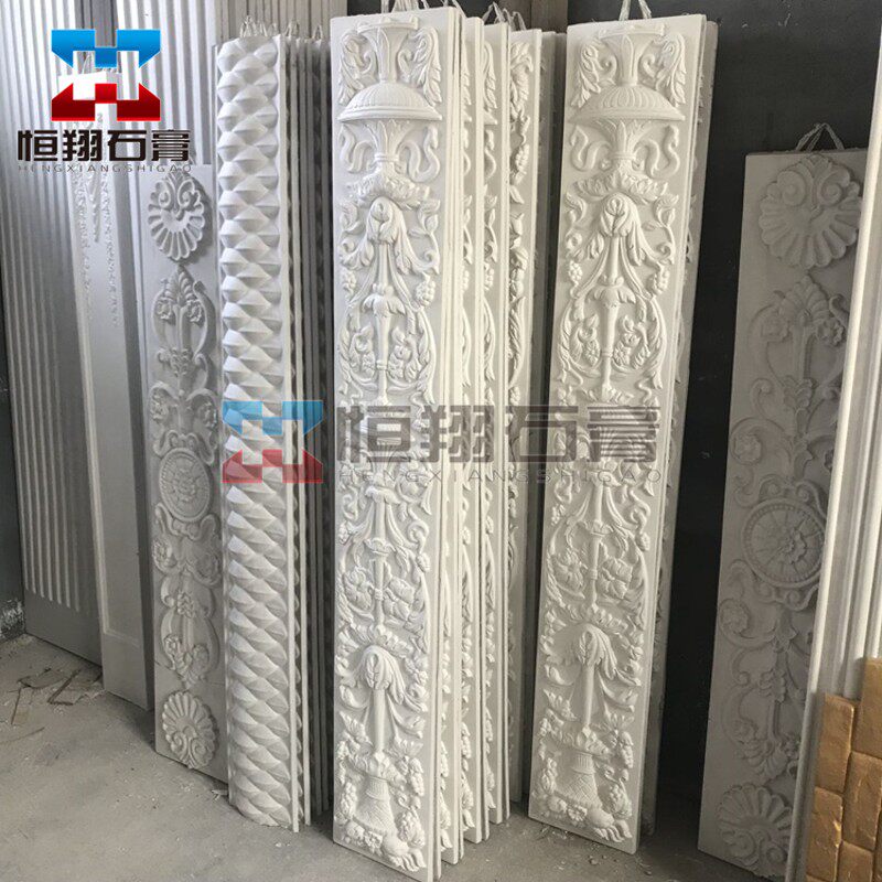 欧式石膏线条电视墙背景墙边框线造型石膏板影视墙平圆罗马柱直销