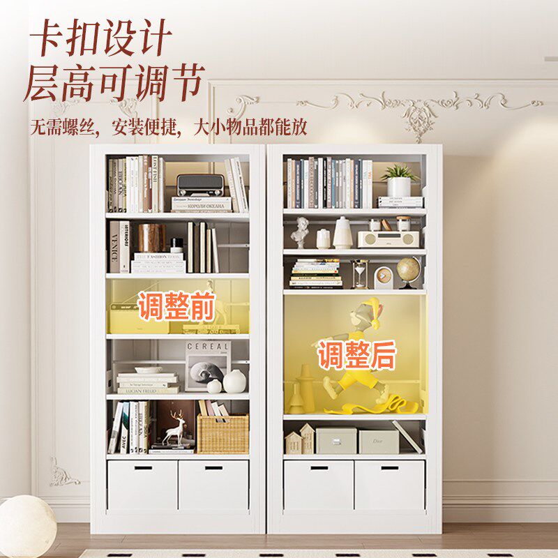 家用书架钢制收纳置物架儿童书柜客厅铁艺储物架落地简易绘本架