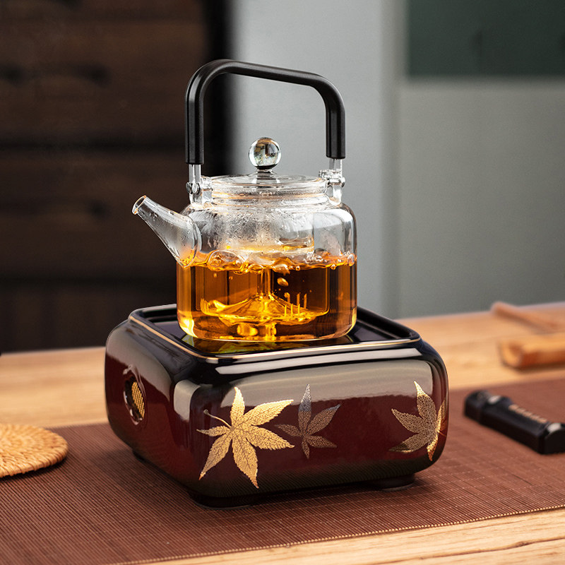 莺歌烧电陶炉家用四方小型煮茶电磁炉泡茶烧水炉禾器玻璃壶铁壶