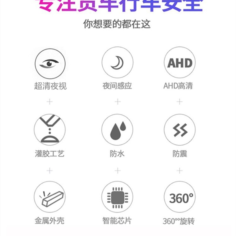 24V大货车四路监控主机专用AHD高清倒车摄像头200度广角1080P夜视