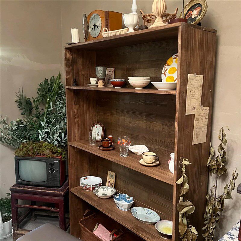 实木服装店展示柜陈列柜货架多层置物架落地式咖啡店甜品店展示架