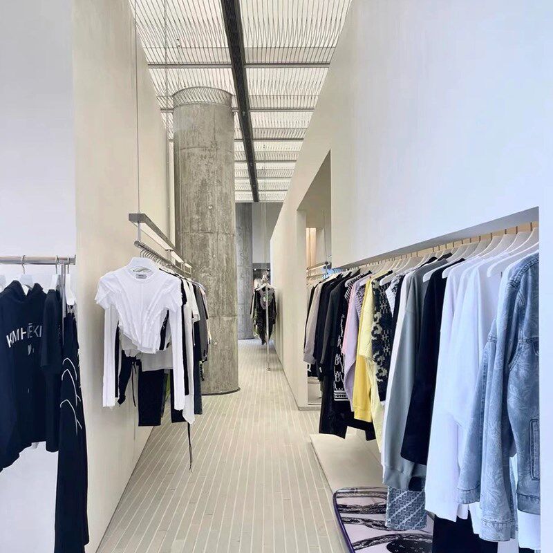 服装店展示架吊架吊顶架悬挂衣服架子不锈钢带灯女装上墙陈列货架
