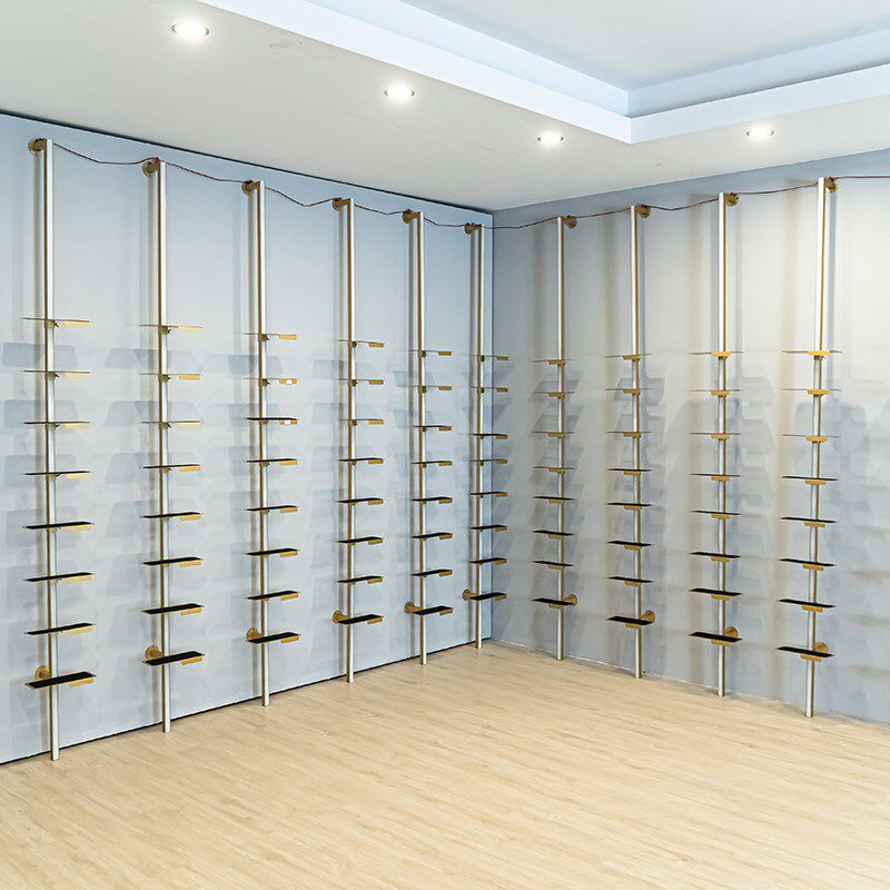新款运动风鞋店鞋架立柱带灯展示架可调节上墙鞋托架商用展示托架