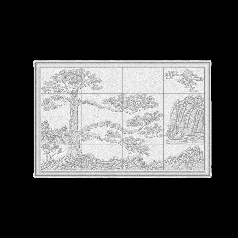 迎客松影壁墙雕花瓷砖现代风福字外墙壁画室外围墙造型窗花防冻砖