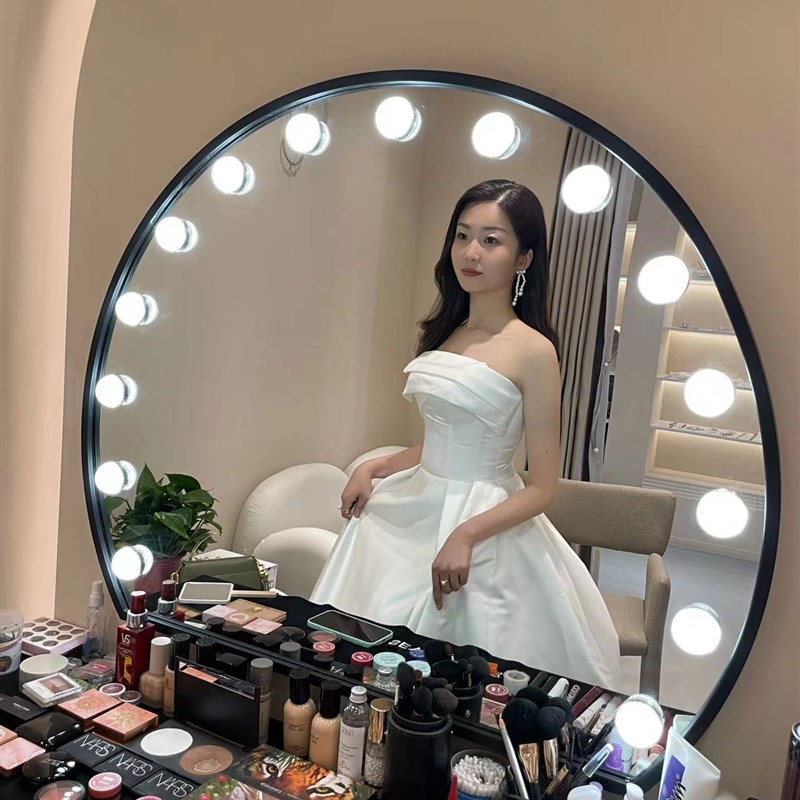 简约现代婚纱影楼化妆台带灯美容院彩妆摄影工作室化妆师专用镜台