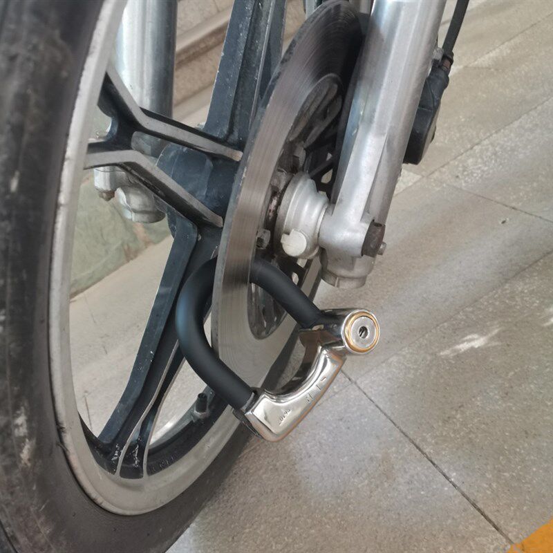 真图摩托车 电动车自行车小U型加强不锈钢碟刹锁抗25吨液压剪防盗