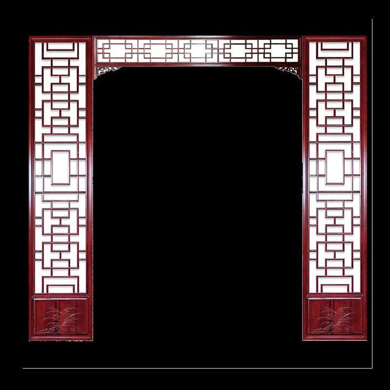 东阳木雕门洞隔断仿古镂空花格落地罩木栅格仿古门窗古建寺庙装修