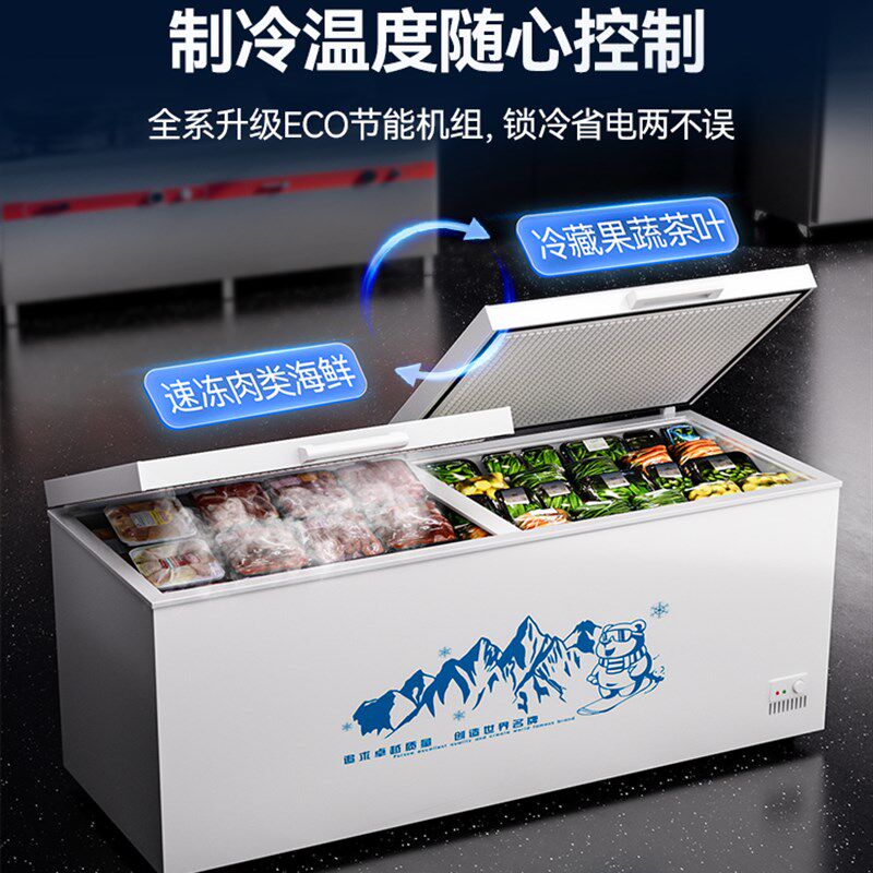 卧式商用大容量冰柜家用单温双温两用冷柜冷藏保鲜冷冻柜节能雪柜