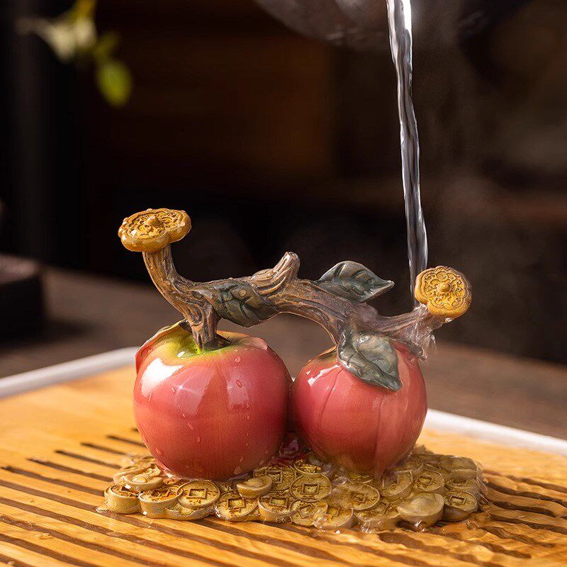 茶宠摆件精品可养变色高端创意柿柿如意茶桌茶台装饰茶具摆件茶玩