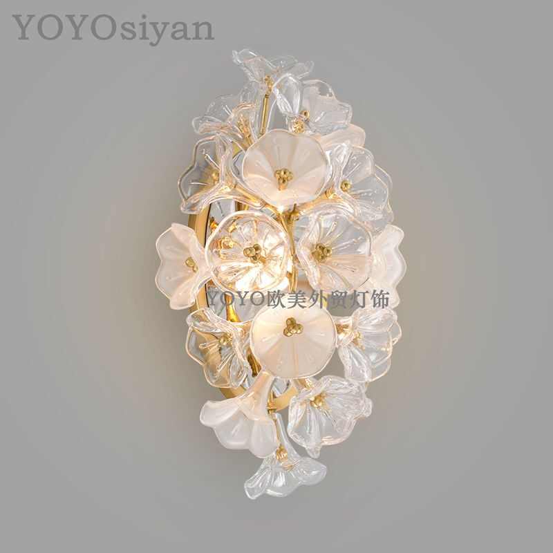 YOYO 轻奢茉莉花朵水晶壁灯 百搭款 客厅餐厅玄关卧室床头儿童房