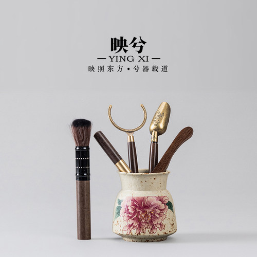 映兮青花火石红茶道六君子套装家用茶台茶桌泡茶工具功夫茶具配件