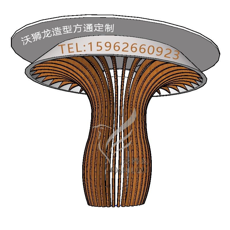 木纹弧形铝方通异形波浪造型拉弯铝方管艺术造型铝树室内外天花