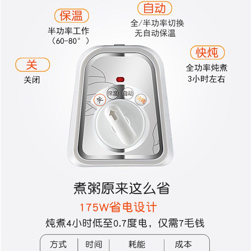 天际1L/2L/3L/4L/5L陶瓷电炖锅迷你bb煲汤煮粥白瓷慢炖盅婴儿辅食