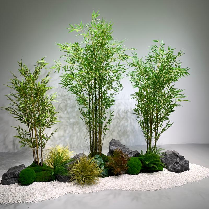 仿真竹子造景植物隔断屏风室内橱窗装饰假竹子盆景细水竹绿植景观