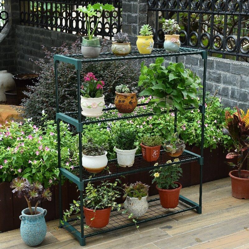 阳台多肉花架室内庭院盆栽花托盘落地式多层铁艺花架子置物架鞋架