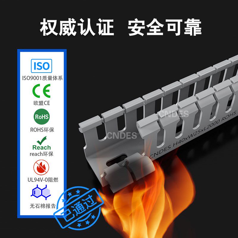 pvc线槽理塑料阻燃加厚配电箱柜方形开口细齿U型走线槽行线槽现货
