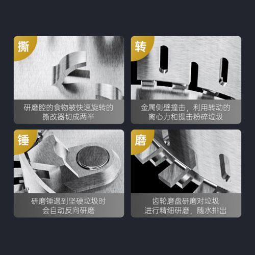 GOOTHO厨余垃圾处理器自动进水型厨余粉碎机家用厨房食物垃圾处理