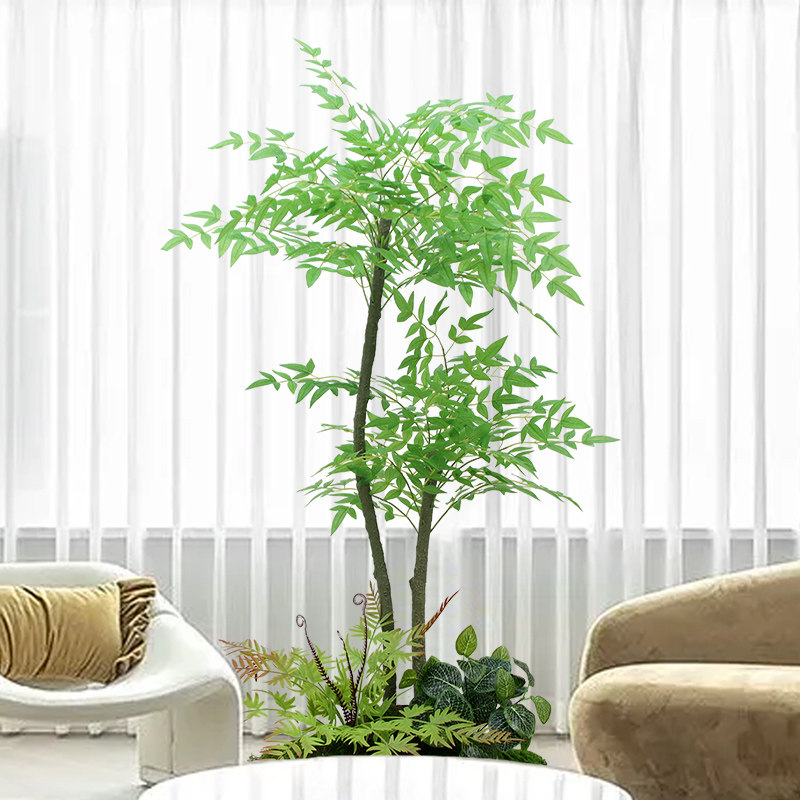 仿真植物盆栽南天竹落地花仿生绿植客厅摆件家居装饰大型假树盆景