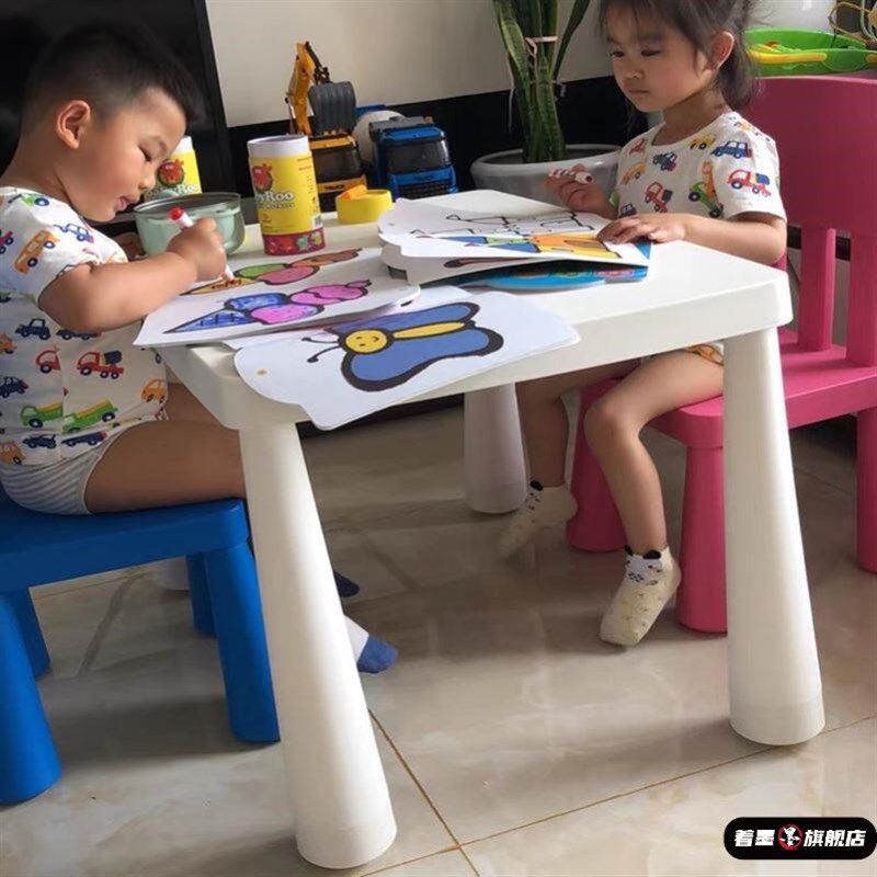 儿童阅读区小桌子幼儿园学习长方桌塑料桌椅套装宝宝写字桌餐桌
