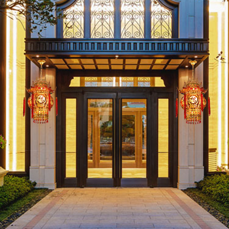 喜庆新款铁艺阳台大门口结婚乔迁电旋转天公灯笼宫灯福字仿古装饰