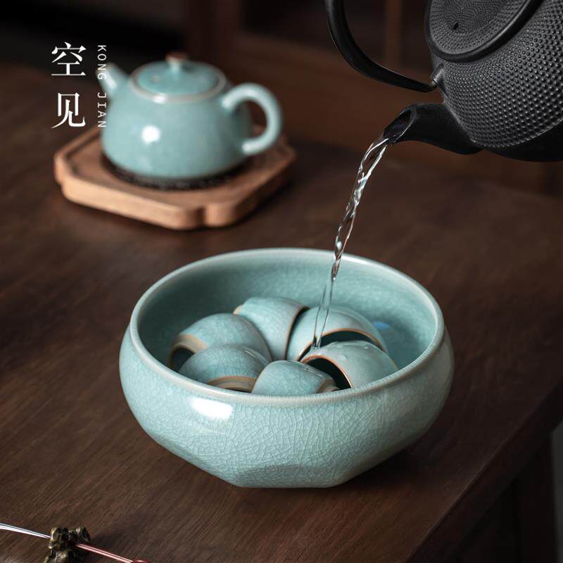 冰裂汝窑陶瓷茶洗特大号家用水洗茶洗水盂建水茶渣缸功夫茶具配件