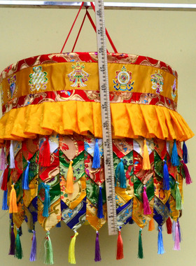 藏族特色室内装饰寺庙佛堂布置宝伞藏式绣八吉祥胜利幢幡佛顶宝盖