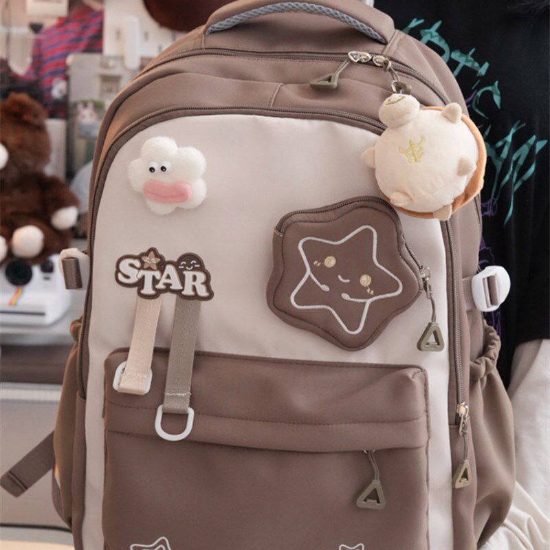 可爱星星少女书包女韩版复古高中学生初中生双肩包大容量旅行背包