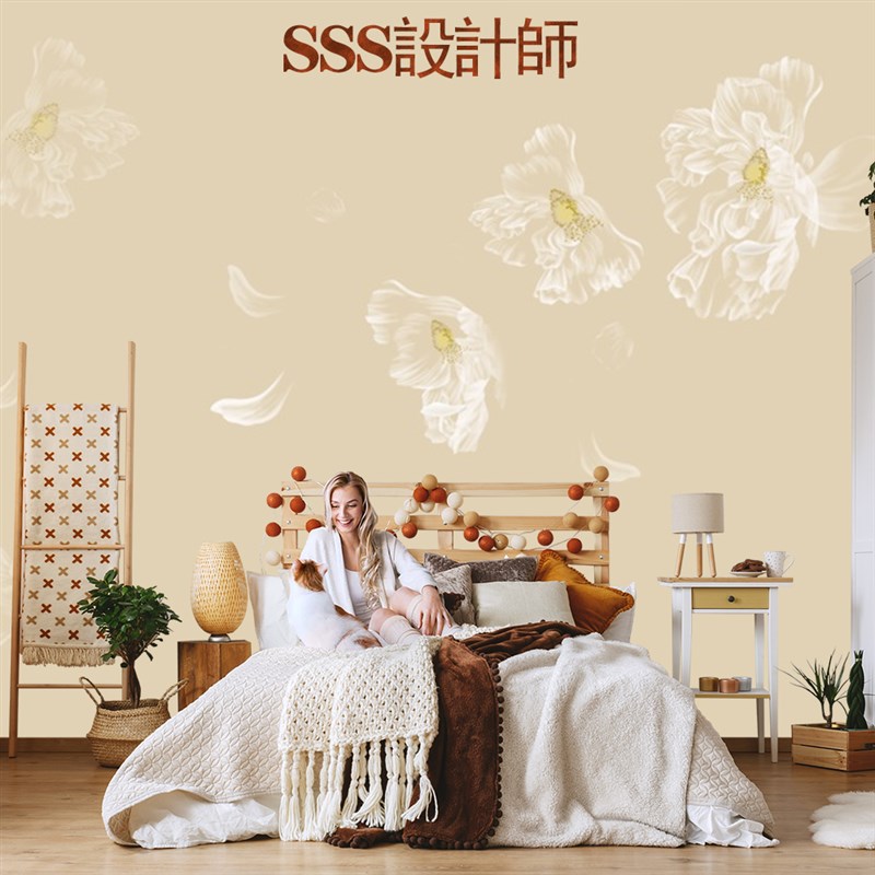 简约手绘高级感艺术墙布北欧3d立体手绘花朵壁纸背景墙纸定制壁画