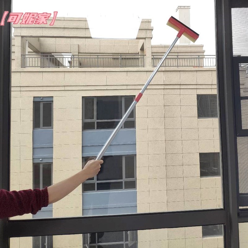 可伸缩手柄加长玻璃窗户刮水器海绵吸水玻璃清洁器家用双面擦窗器