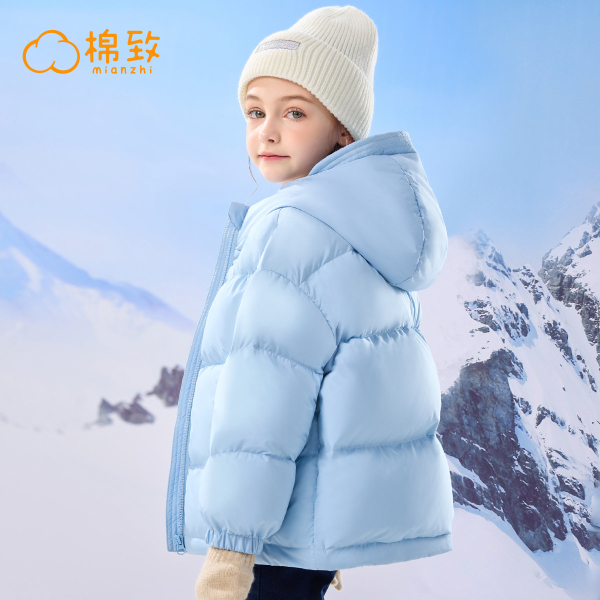 棉致童装女童羽绒服轻薄2023新款冬季女大童棉服外套秋冬儿童冬装