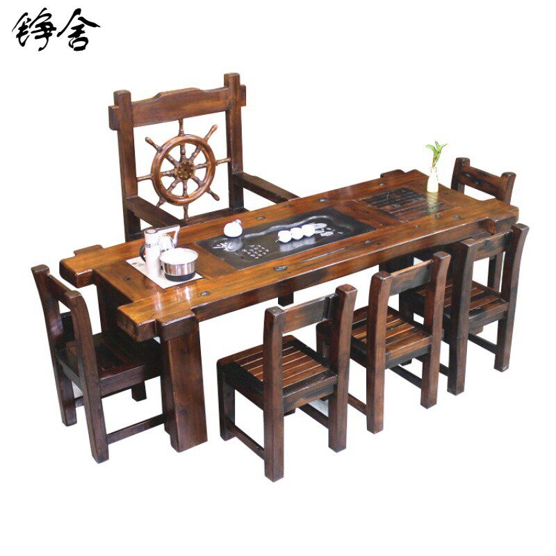 老椅新款铮舍茶炉组合实台功夫茶几阳台泡茶桌新中式茶艺桌古船木