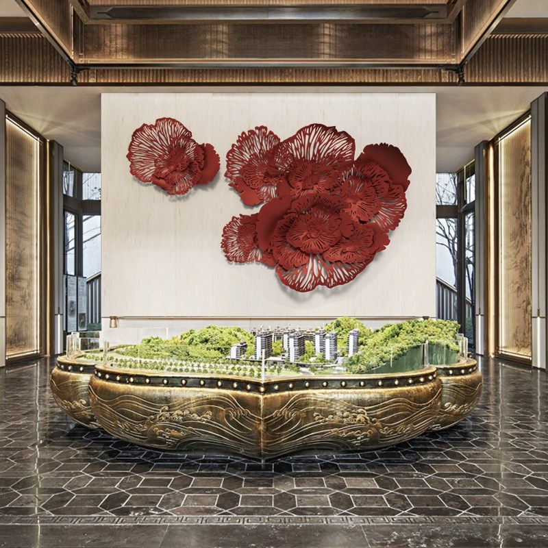 定制挂件金属墙饰花瓣沙发背景装饰客厅酒店前台餐厅立体花朵壁挂