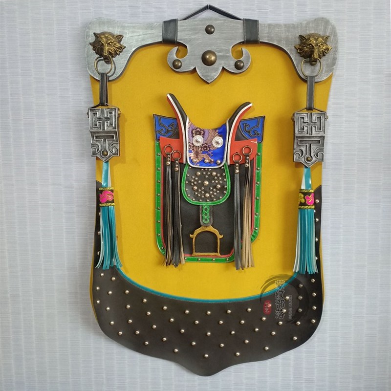 蒙古皮画蒙古包民族元素装饰成吉思汗餐厅饭店墙壁画立体工艺挂画