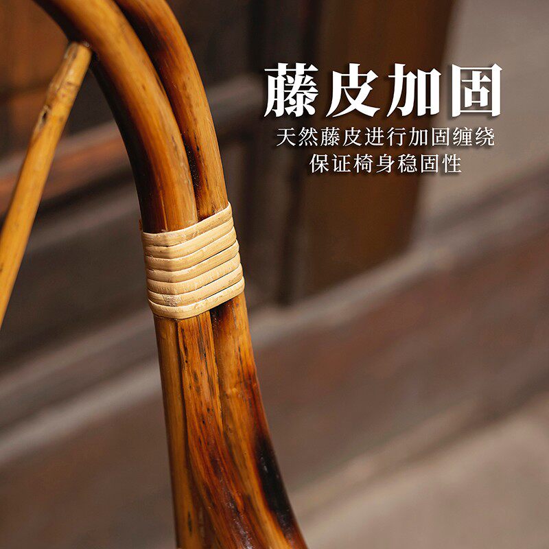 新中式茶桌椅竹椅子凳子靠背椅手工老式竹编家用茶几小竹凳编织