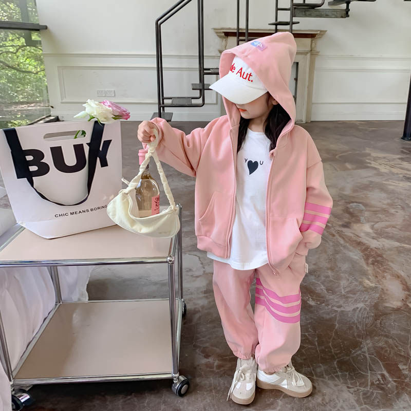 女童春季套装2024新款卫衣外套儿童时髦洋气小女孩休闲春装两件套