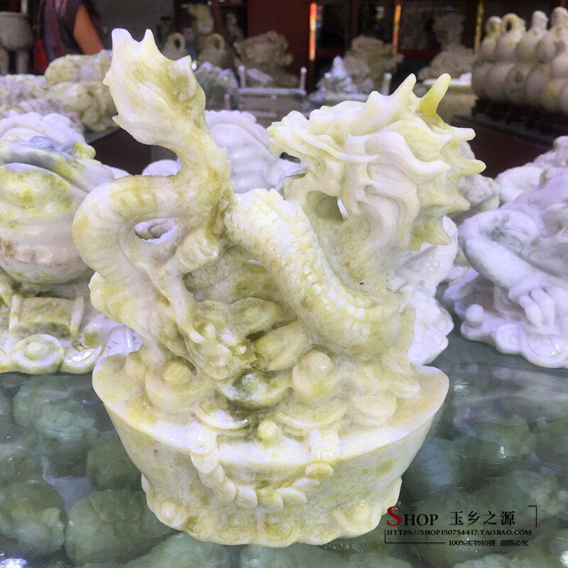 天然岫玉龙玉雕摆件生肖龙玉器龙行天下办公室家居工艺品礼品摆设