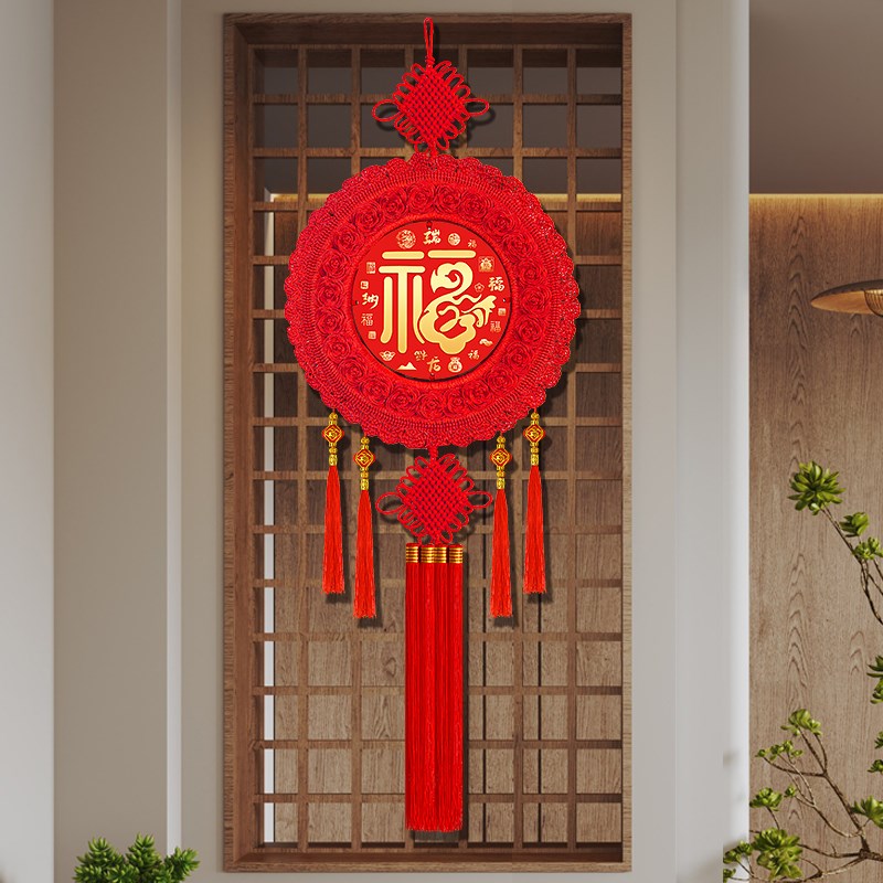 新款双面中国结挂件客厅大号玄关挂饰玻璃门招财进宝窗户背景墙