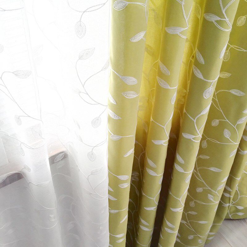 高档绣花清新窗帘美式乡村田园店铺装饰绣花客厅飘窗阳台窗帘窗纱