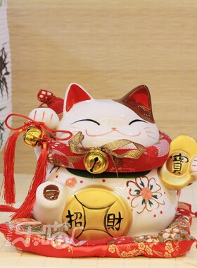 乐陶优品9寸陶瓷招财猫店铺乔迁家居摆件开运送礼礼物存钱储蓄罐