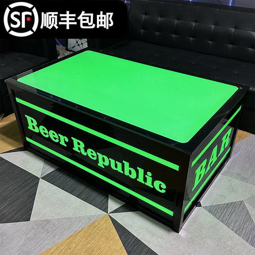 ktv茶几发光专用定制欧式酒吧台钢化玻璃不锈钢七彩变色简约包邮