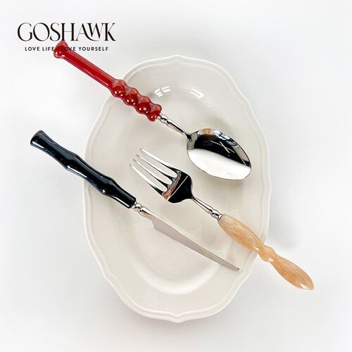 GOSHAWK高颜值西餐餐具套装家用创意304不锈钢牛排刀叉勺三件套