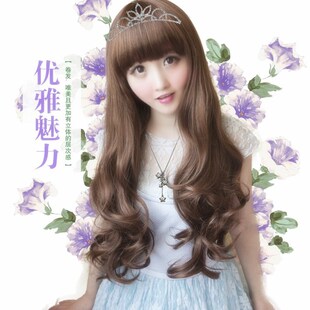 假发女长卷发大波浪齐斜刘海自然逼真蓬松梨花修脸全头套假发