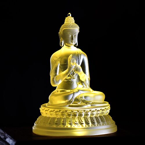 琉璃文昌塔聚宝盆貔貅佛像工艺品摆件发光加高实木底座长方形带灯