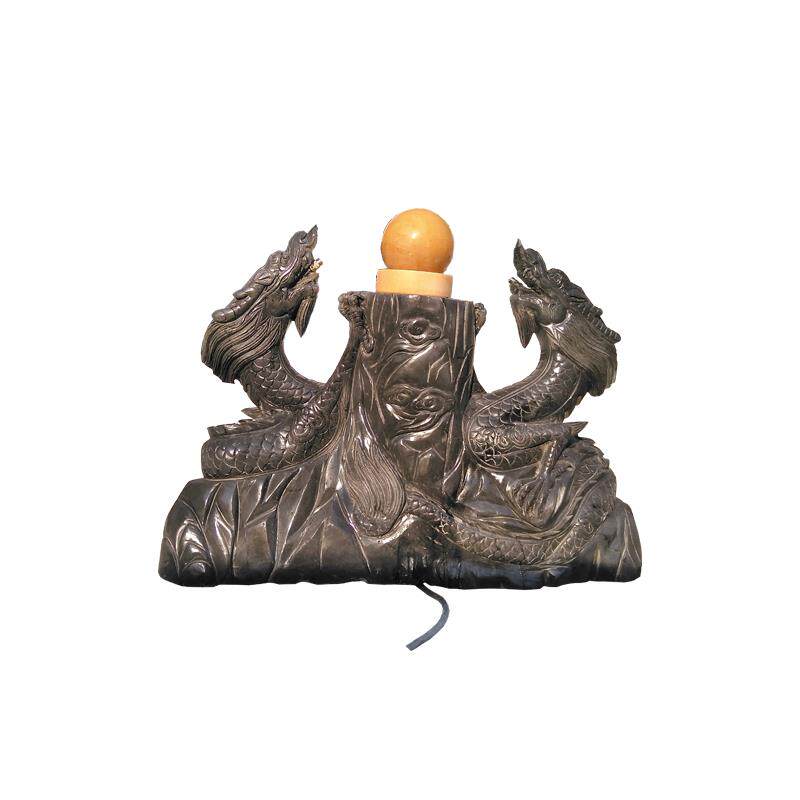 青石雕塑双龙戏珠喷水装饰室内景观二龙戏珠雕刻流水摆件转动流水