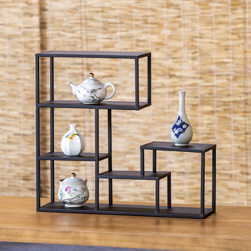 铁艺博古架桌面小型多宝阁茶壶架子摆件茶杯茶具收纳置物架展示架