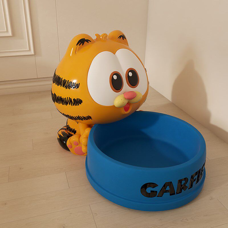 加菲猫碗客厅狗碗通用猫咪食盆狗盆不易打翻猫食盆幼猫不锈钢摆件