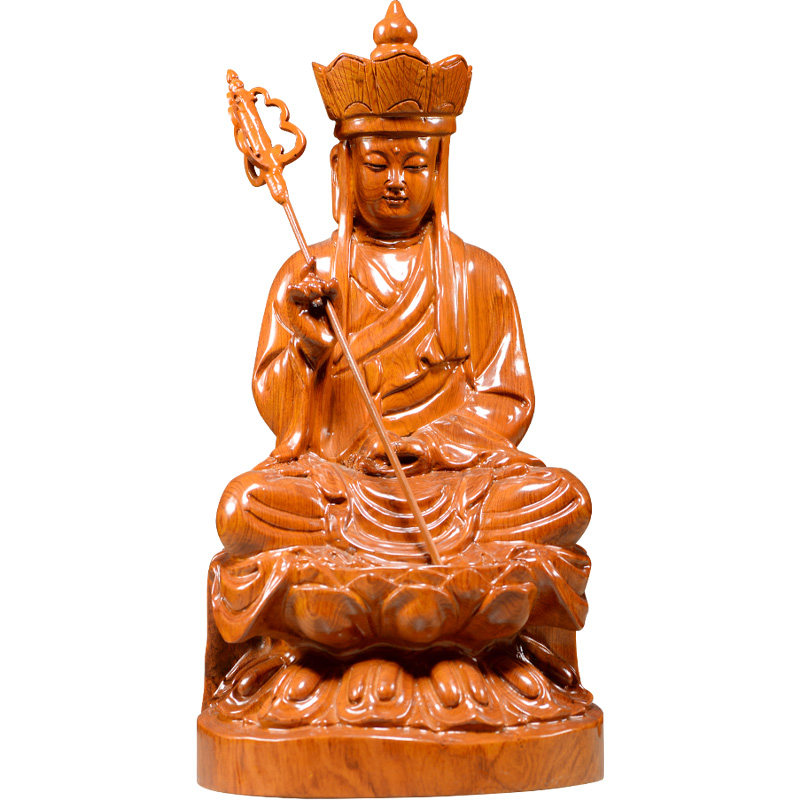 花梨木雕九华山地藏王菩萨佛像摆件实木质雕刻工艺品家居客厅装饰