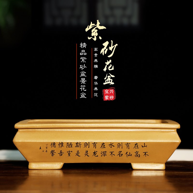 宜兴紫砂花盆长方形精品老桩盆景盆特大号马槽海棠罗汉松树花盆图片