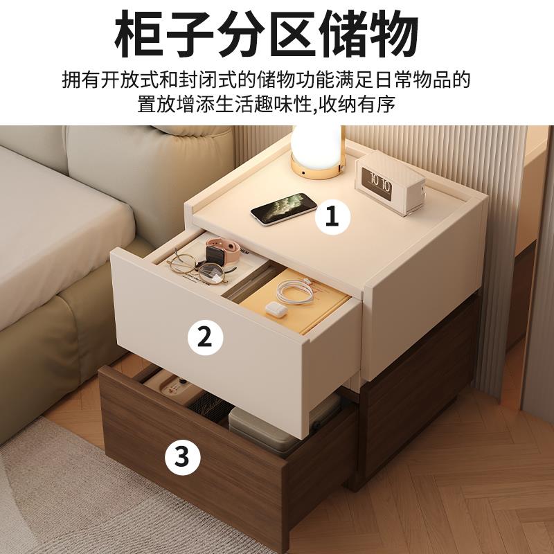 床头柜家用卧室高级床边柜子DIY2026新款储物柜创意床头置物架